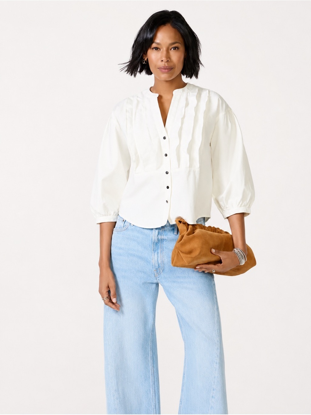 NWT Nation LA Amelia Ruffle Shirt ~ Size Large ~ Cotton